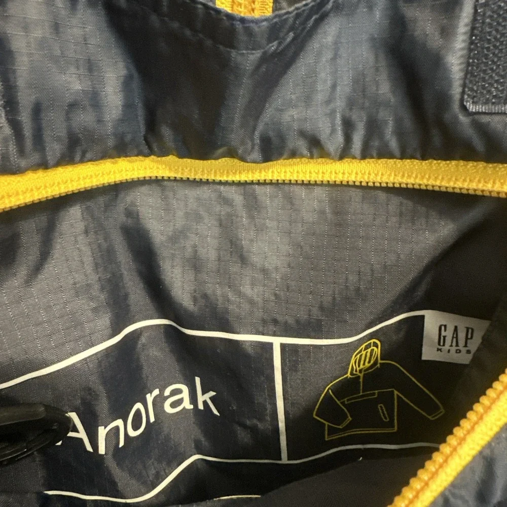 VTG Y2K GAP Windbreaker Anorak Jacket‎ Nylon Youth Boys XXL Navy Hooded Packable